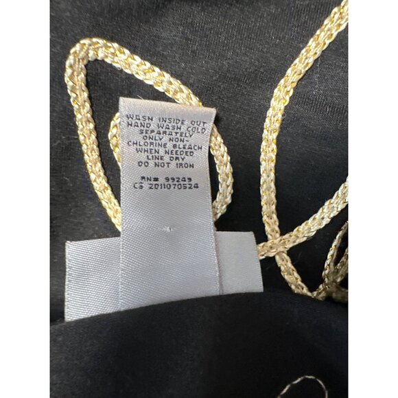 Catherines Black Tunic Top With Gold Floral Embroidery 3/4 Sleeves V-Neck Sz 1X - Picture 9 of 10